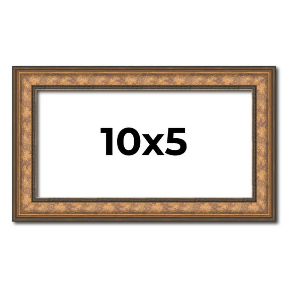 10x5 Frame Gold Real Wood Picture Frame Width 1.25 inches | Interior Frame Depth 0.5 inches |