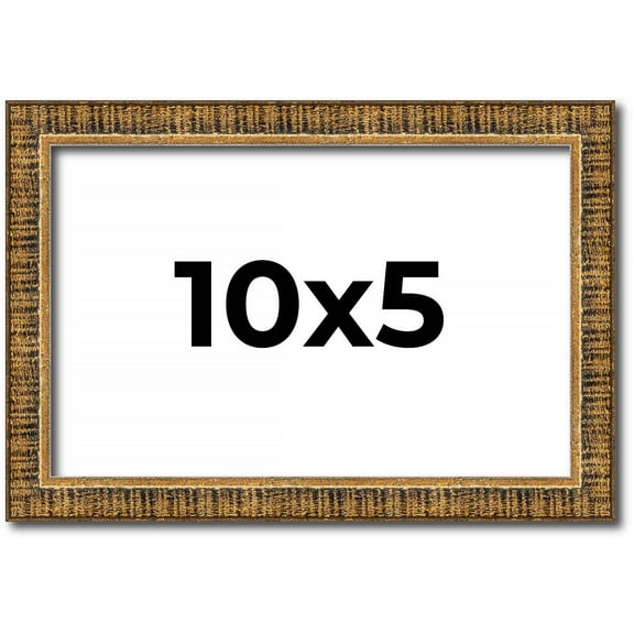10x5 Frame Gold Solid Wood Picture Frame - Complete Modern Photo Frame Includes UV Acrylic