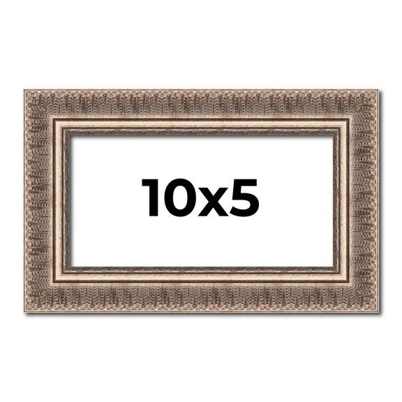 10x5 Frame Silver Harvest Ornate Solid Wood Picture Frame | 1.75 Inch Moulding Width |Mayflower