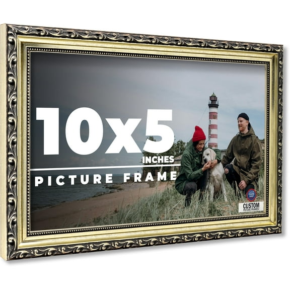 10x5 Frame Silver Solid Wood Picture Frame Width 1.125 Inches | Interior Frame Depth 0.375 Inches |