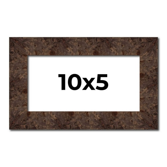10x5 IN Frame Brown Burl Real Wood Picture Frame Width 1.625 Inches | Interior Frame Depth 0.5