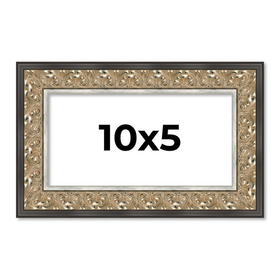 10x5 IN Frame Silver Real Wood Picture Frame Width 1.75 Inches | Interior Frame Depth 0.5 Inches |