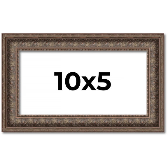 10x5 IN Ornate Brown Real Wood Picture Frame Width 1.5 Inches | Interior Frame Depth 0.5 Inches |