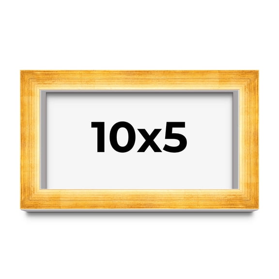 10x5 IN Shadow Box Frame Gold | 1.625 Inches Deep Real Wood Traditional Shadowbox Display Frame |