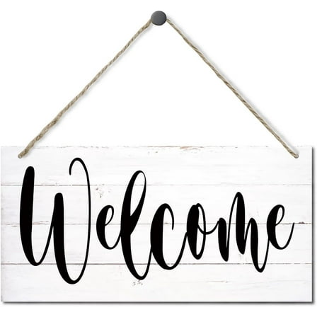 10x5 inch wood plaque - Welcome Decor Sign, Hanging Wood Sign Home Decorative, Printed Wood Wall Art Sign, Indoor or Outdoor Welcome Sign, Rustic Front Door Decor, Farmhouse Porch Decor, Home