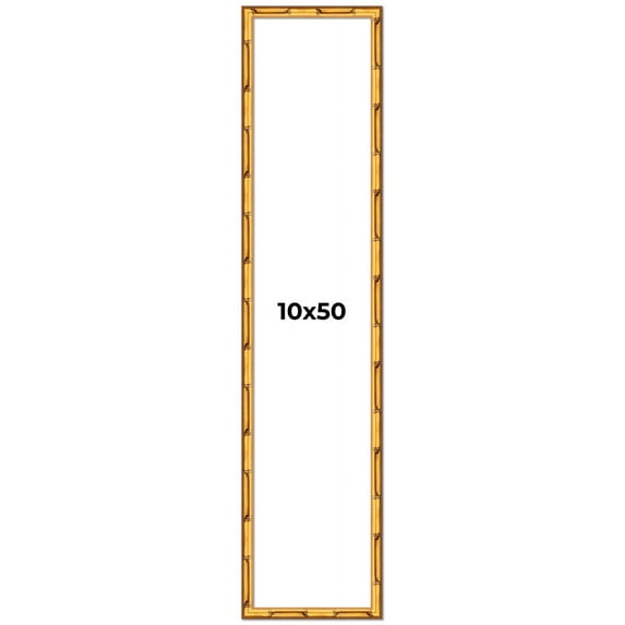 10x50 Frame Gold Bamboo Solid Wood Picture Frame | 1 Inch Moulding Width | Interior Frame Depth