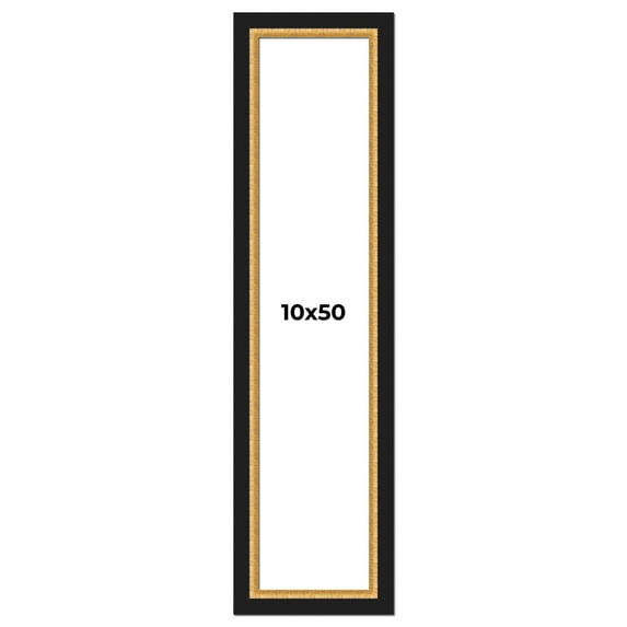 10x50 Frame Gold Real Wood Picture Frame Width 2.25 Inches | Interior Frame Depth 0.5 Inches |