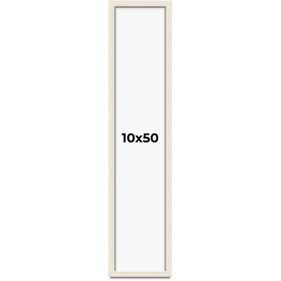 10x50 Shadow Box Frame White | 1.125 Inches Deep Real Wood Rustic Shadowbox Display Frame | UV