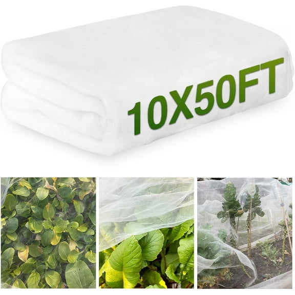 10x50FT Mosquito Netting,Garden Mesh Ultra Fine Plant Netting Barrier for Garden Protection,Mosquito Mesh Screen for Protect Vegetables Fruits from Birds Bugs White