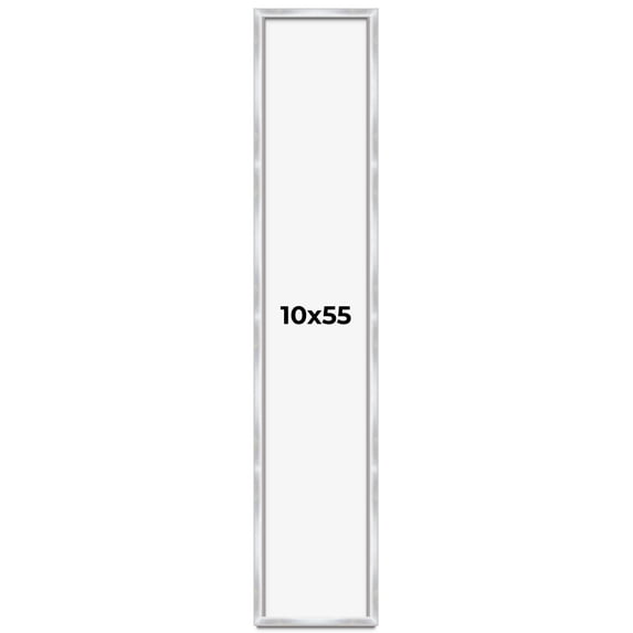 10x55 Frame Silver Whitewashed Wood Grain Solid Wood Shadow Box | 0.75 Inch Moulding Width | 0.75