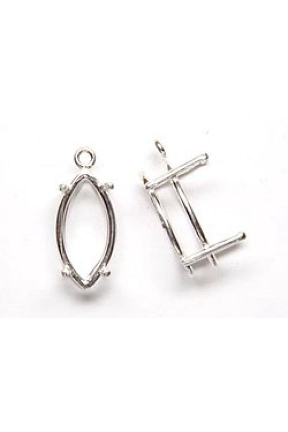 10x5mm Marquise Sterling Silver Dangle Setting for Faceted Gemstone - Pack of 2