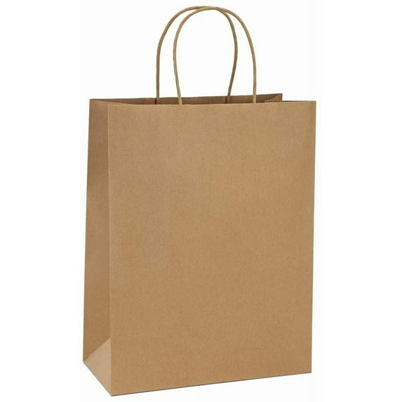 10x5x13 inch Paper Bags Kraft Brown Gift Bags Bulk with Hanldles for Birthday Wedding Party Favors 25pcs/ SET