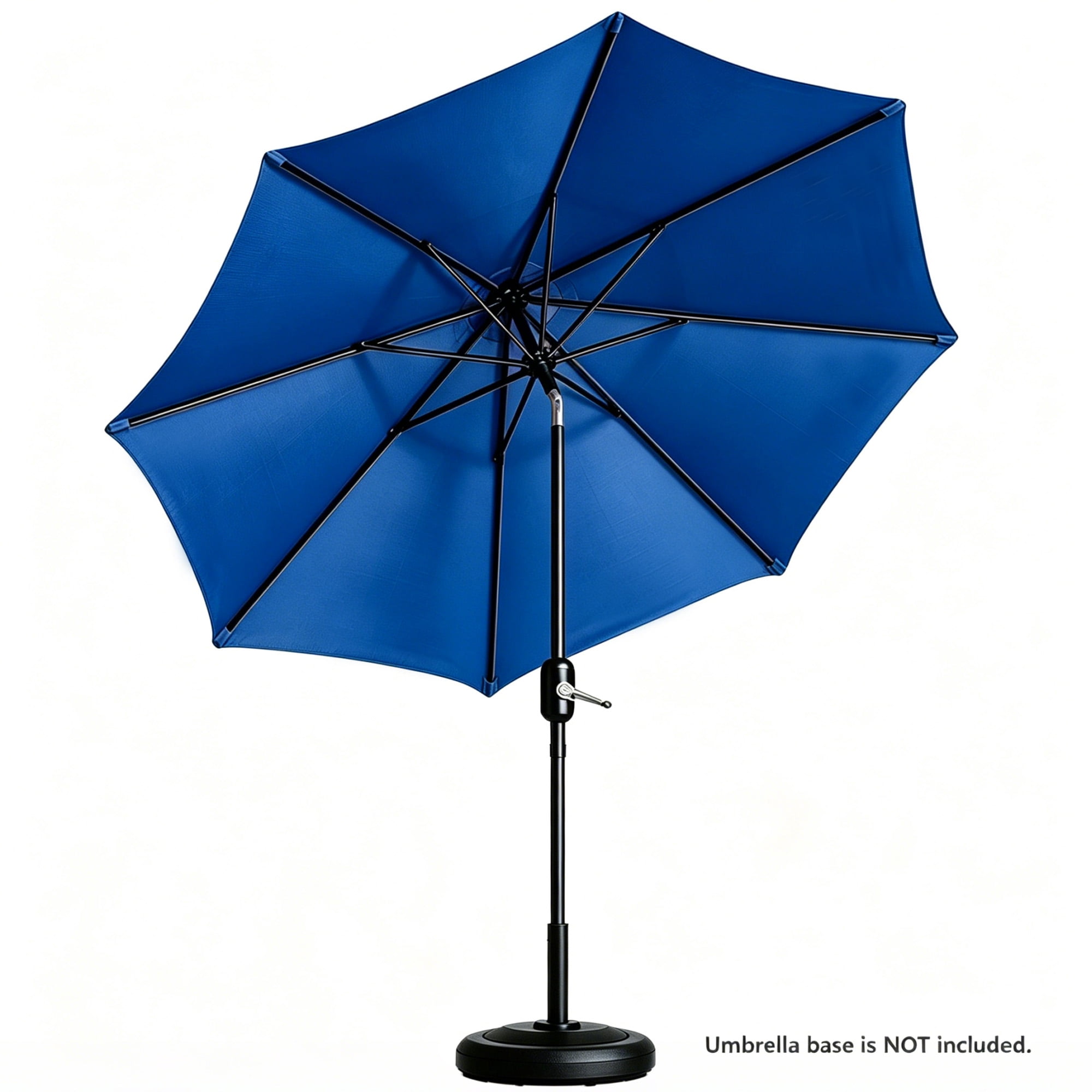 Kool 9 ft Outdoor Patio Market Umbrella with Push Button Tilt and Crank Handle, 8 Steel Ribs, Blue