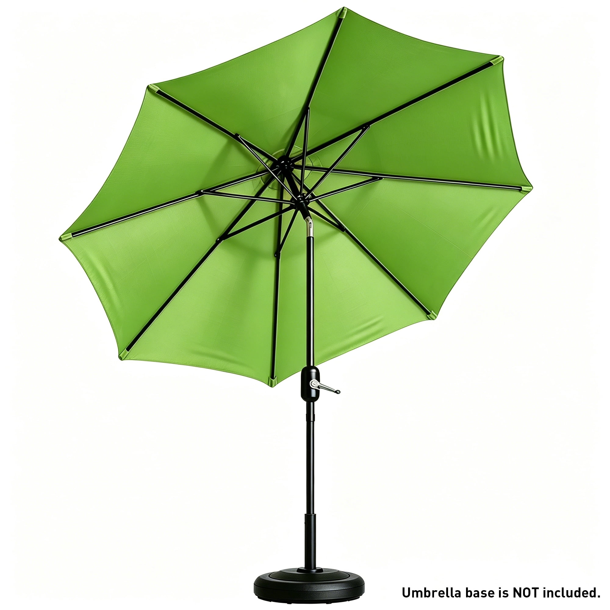 Kool 9 ft Outdoor Patio Market Umbrella with Push Button Tilt and Crank Handle, 8 Steel Ribs, Green