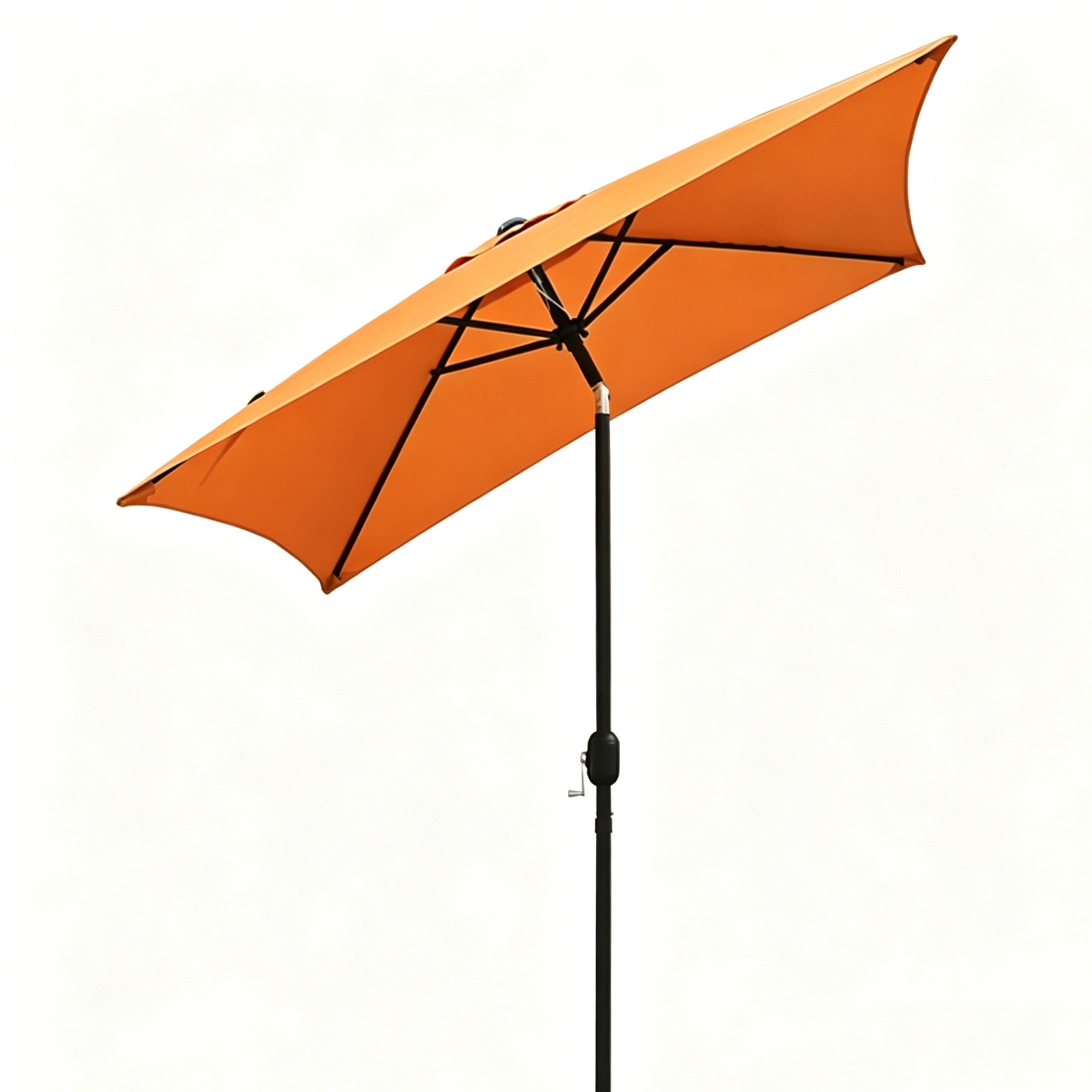 Kool 6.5 ft Square Outdoor Patio Market Umbrella with Push Button Tilt and Crank Handle, Orange