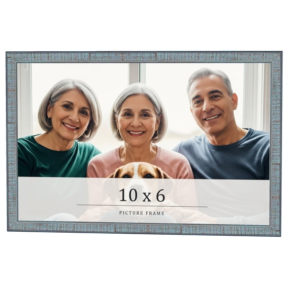 10x6 Frame Blue Scuffed Farm Board Solid Wood Picture Frame Width 0.75 Inches | Interior Depth 0.5