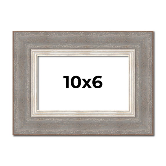 10x6 Frame Grey Real Wood Picture Frame Width 2.75 Inches | Interior Frame Depth 0.5 Inches | Linus