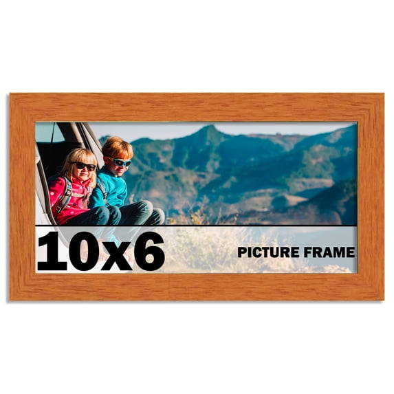10x6 Frame Honey Pecan Brown Picture Frame - Modern Photo Frame Includes UV Acrylic Shatter Guard