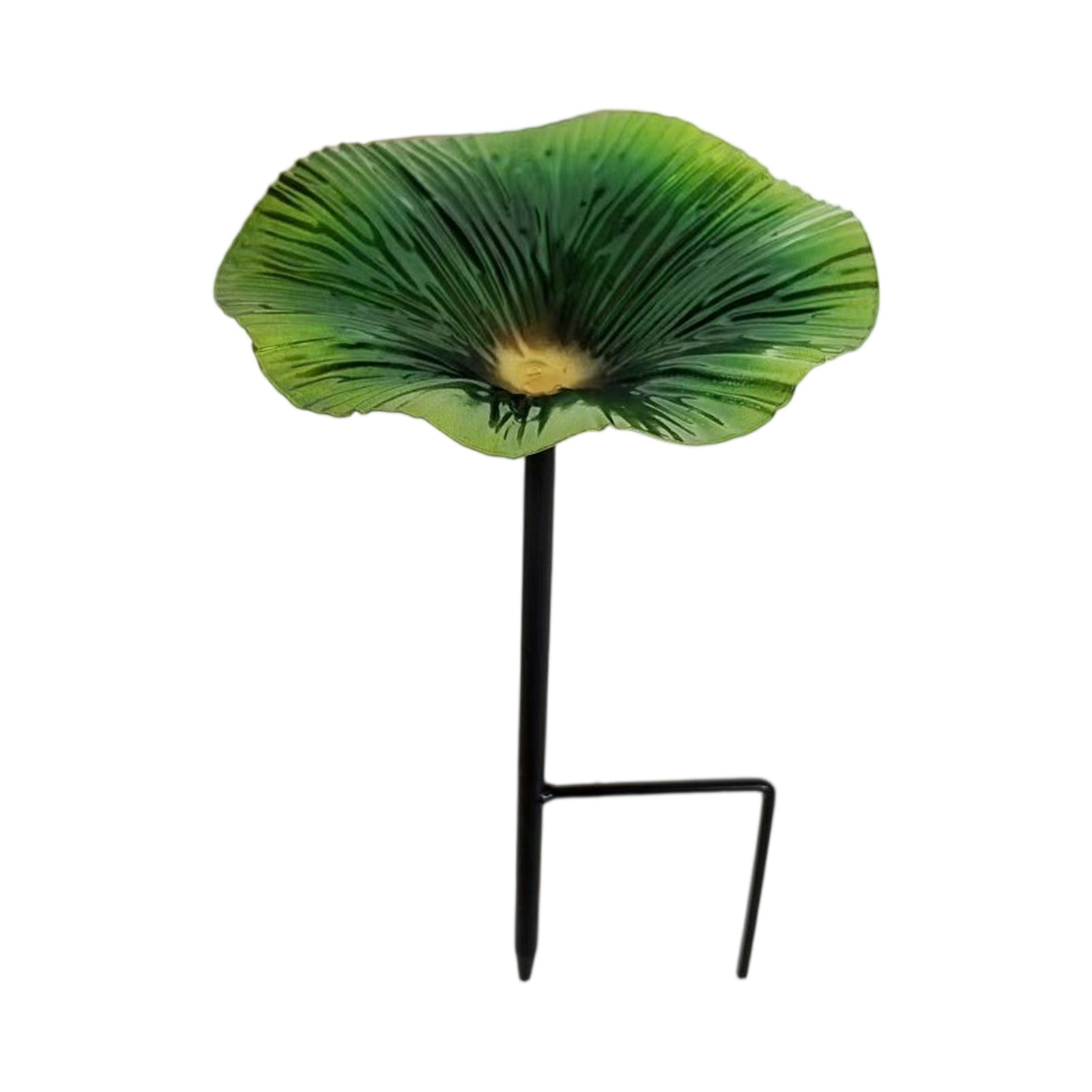 10x6 Inch Metal Flower Bird Bath Garden Stake for Outdoor Yard Decor Weather-Resistant Floral Bird Feeder for Wild Songbirds and Hummingbirds, Green