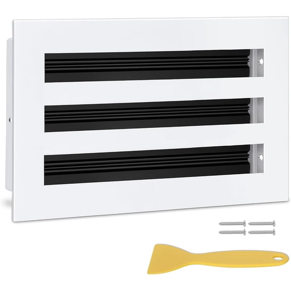 10x6 Modern AC Vent Cover, Decorative White Air Vent (Duct Opening Cutout), All Aluminium Standard Linear Slot Diffuser, Low Noise - Register Grille for Ceiling, Walls & Floors