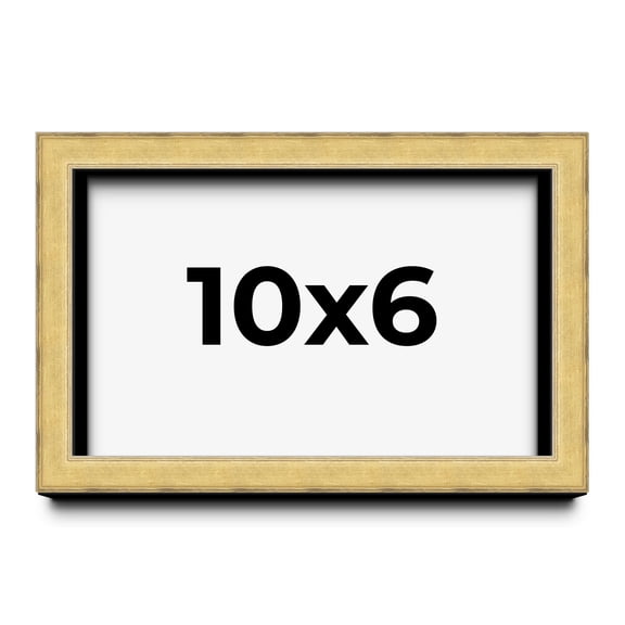 10x6 Shadow Box Frame Gold | 1.375 Inches Deep Real Wood Contemporary Shadowbox Display Frame | UV