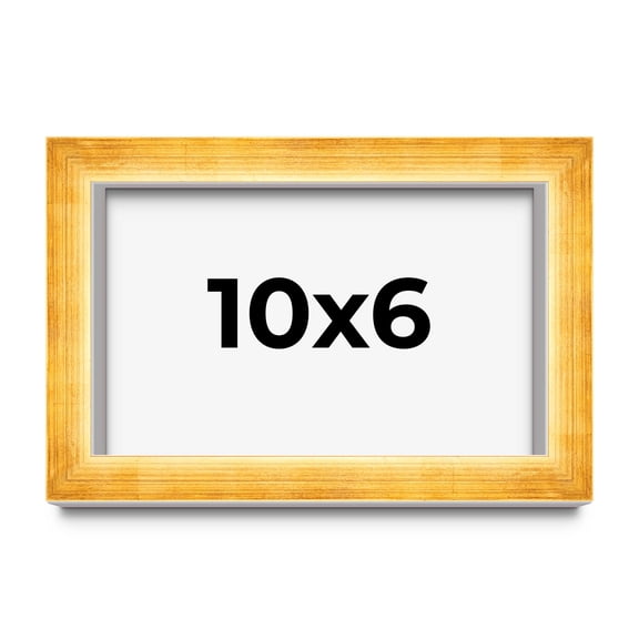 10x6 Shadow Box Frame Gold | 1.625 Inches Deep Real Wood Traditional Shadowbox Display Frame | UV