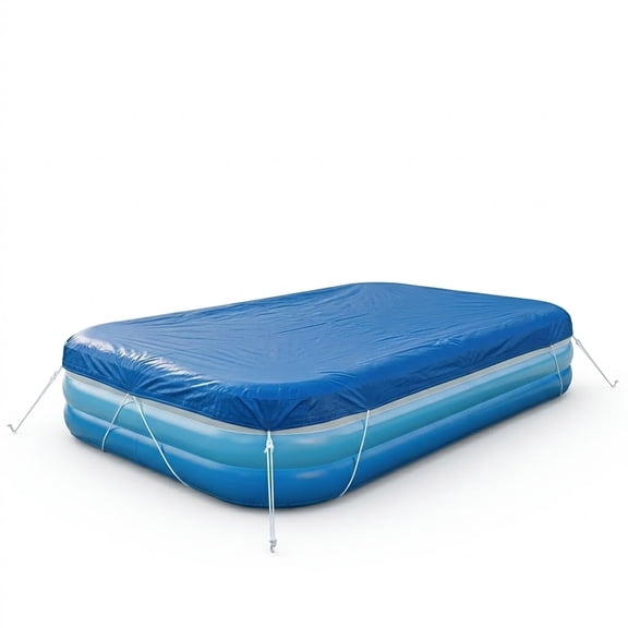 10x6 ft Rectangular Pool Cover for Inflatable Pool, Fits 120" x 72" Blow Up Pools, Above Ground Swimming Pool Covers with Windproof Elastic Band & Buckle
