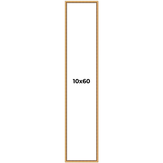 10x60 Frame Beaded Gold Solid Wood Picture Frame | 0.75 Inches Moulding Width | Liscio Oro