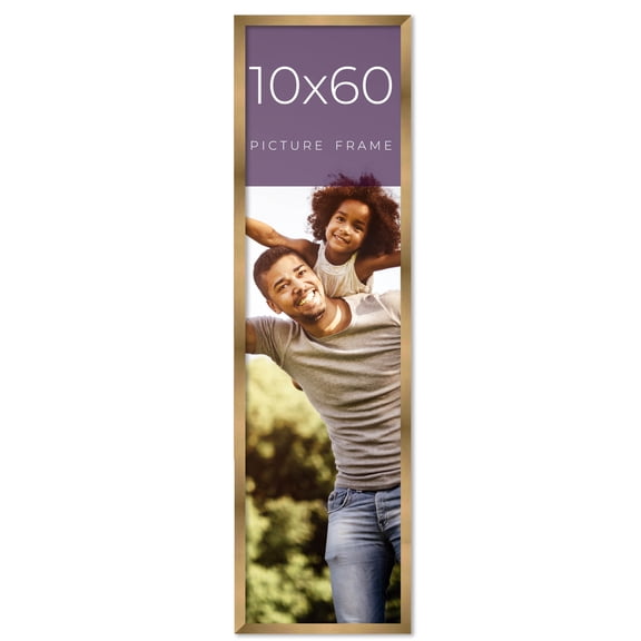 10x60 Frame Gold Bronze Solid Wood Picture Frame Width 0.75 Inches | Interior Frame Depth 0.5