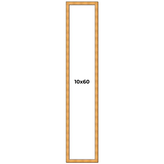 10x60 Frame Gold Rustic Solid Wood Picture Frame | 1.25 Inch Wide Moulding | Rustique Gold