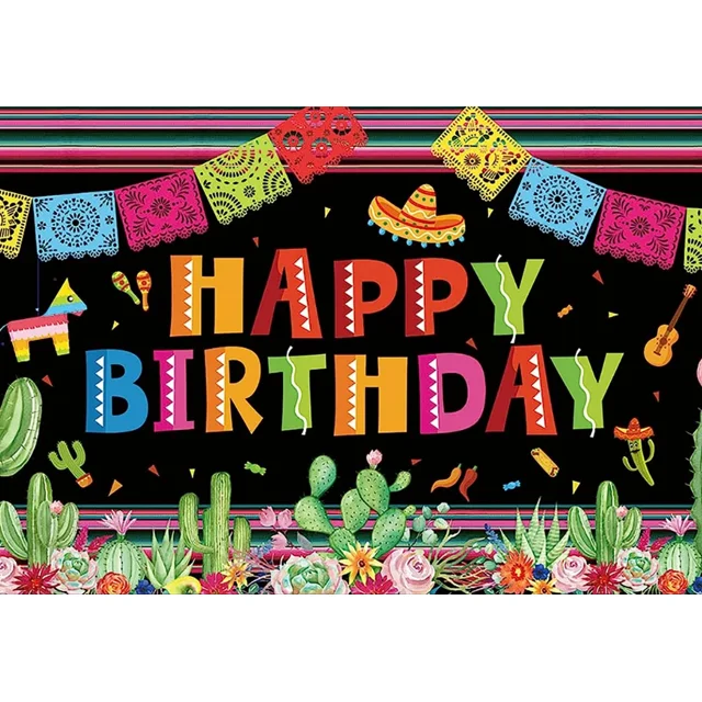 10x6ft Mexican Fiesta Happy Birthday Backdrop Banner Mexico Cinco De 