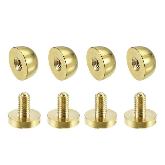 10x6mm Round Studs Rivet Brass Polished Brass Tone 4 Pack