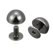 10x6mm Screw Back Rivets Solid Round Head Leather Studs Black 8 Pack