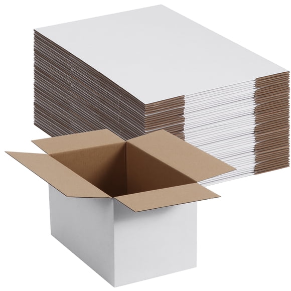 10x6x6 White Shipping Boxes Set of 40, Small Corrugated Cardboard Boxes