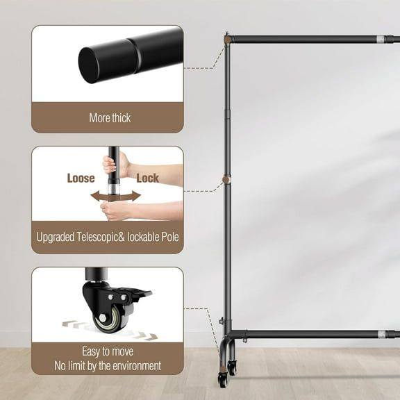 10x7.5 ft Rolling Backdrop Stand - Adjustable Photo Banner Holder with Wheels, Moveable Photography Frame Kit for Parties, Photoshoots, Event Decorations