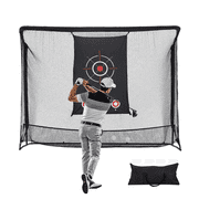 10x7.5ft Golf Practice Net with Target, Heavy Duty Alloy Steel Frame Golf Hitting Net & Ball Return System with Ground Stakes for Indoor Outdoor Golf Training
