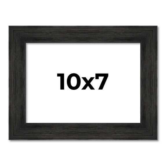 10x7 Frame Black Rustic Barnwood Solid Wood Picture Frame | 1.5 Inch Moulding Width | Includes UV