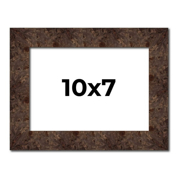 10x7 Frame Brown Burl Real Wood Picture Frame Width 1.625 Inches | Interior Frame Depth 0.5 Inches