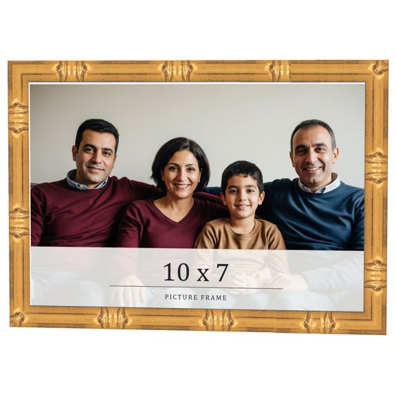 10x7 Frame Gold Bamboo Solid Wood Picture Frame | 1 Inch Moulding Width | Interior Frame Depth 0.75