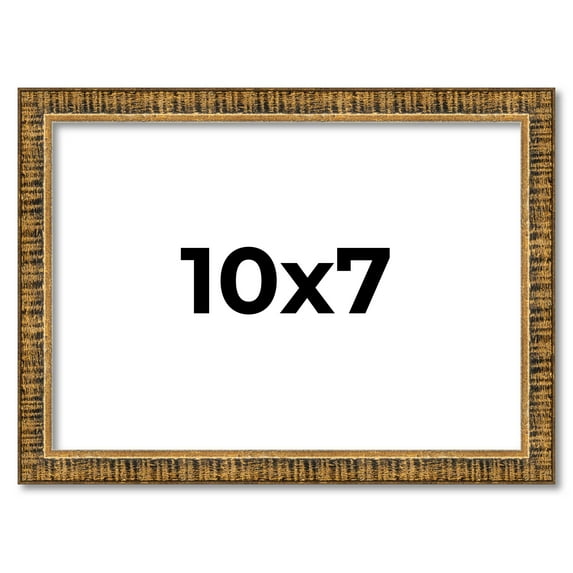 10x7 Frame Gold Kingsley Distressed Solid Wood Picture Frame Width 0.75 Inches | Interior Frame