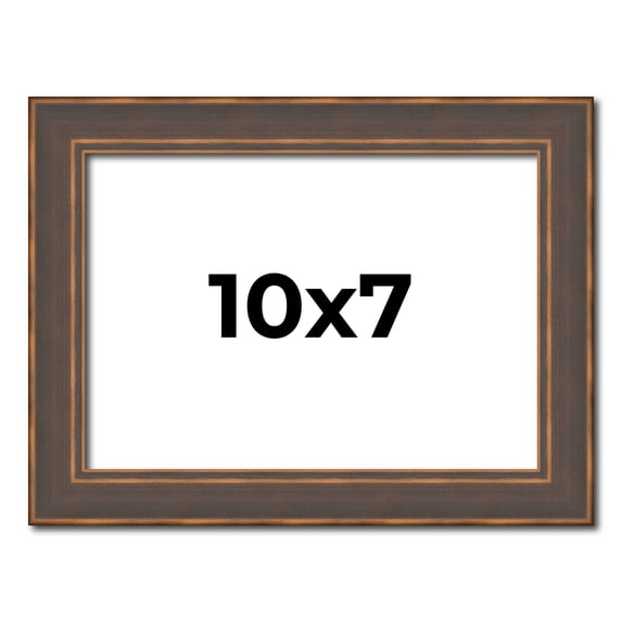10x7 Frame Golden Caramel Solid Wood Bronze Picture Frame | 1.25 Inch Moulding Width | 0.5 Inch