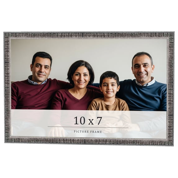 10x7 Frame Silver Grey Distressed Solid Wood Picture Frame | 0.75 Inch Moulding Width | Interior