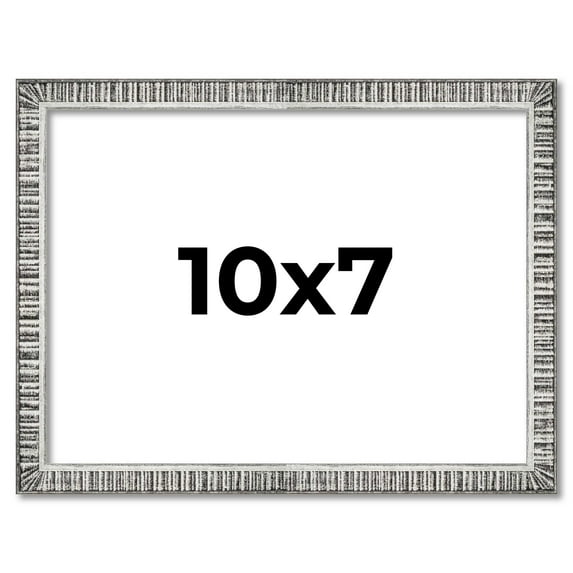 10x7 Frame Silver Grey Distressed Solid Wood Picture Frame | 0.75 Inch Moulding Width | Interior