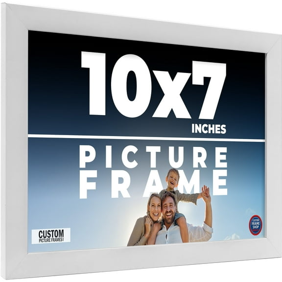 10x7 Frame White Solid Wood Picture Frame Includes UV Acrylic Shatter Guard Front, Acid Free Foam