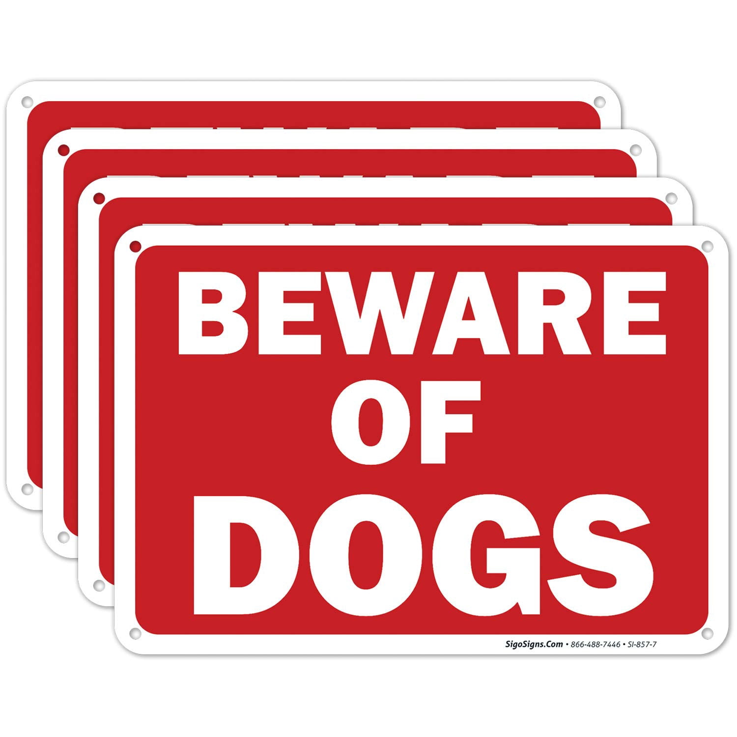Beware Of Dog Sign 10x7 Inch - Reflective Aluminum, Weatherproof, With Mounting Holes For Fence Or Gate