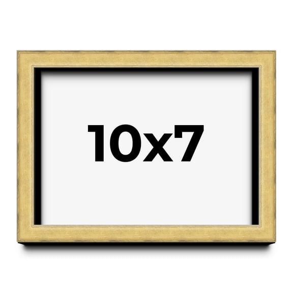 10x7 Shadow Box Frame Gold | 1.375 Inches Deep Real Wood Contemporary Shadowbox Display Frame | UV