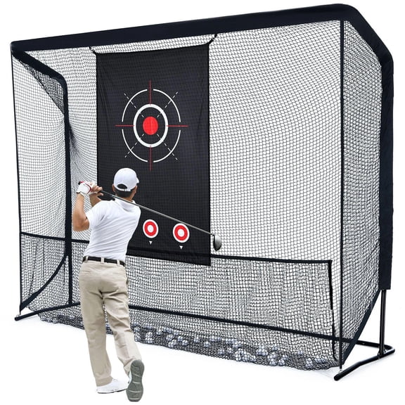 10x7ft Golf Net, Heavy Duty Golf Hitting Practice Net for Backyard Driving Chipping with Side Barriers Portable, Carry Bag and 4 Stakes for Indoor Outdoor Use