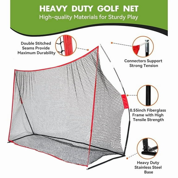 10x7ft Golf Practice Net Heavy Duty for Backyard Training, Portable Driving Range Net with Target, Indoor Outdoor Use for Adults