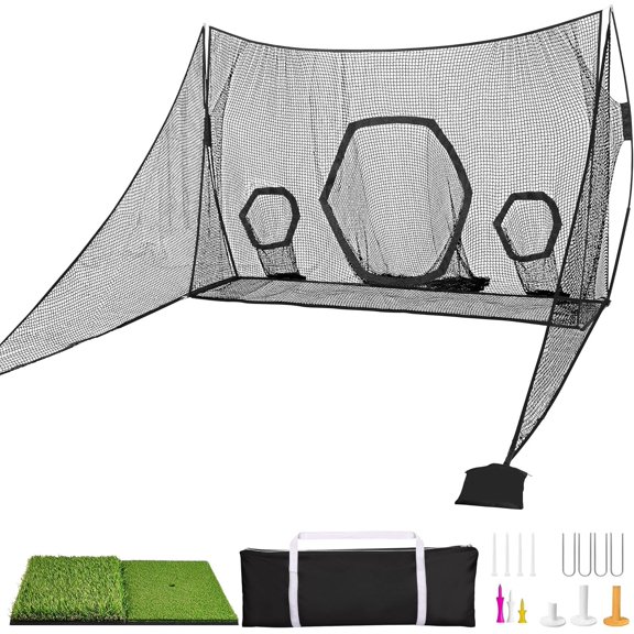 10x7ft Golf Practice Net with Side Shank Nets, Golf Hitting Net for Backyard Driving Range, Indoor Outdoor