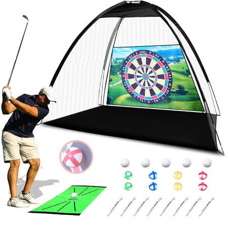 10x7ft Practice Golf Net Set - Home Golf Swing Training, Backyard Driving